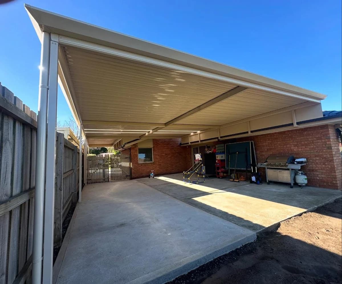 Paperbark flat roof carport Brighton residence