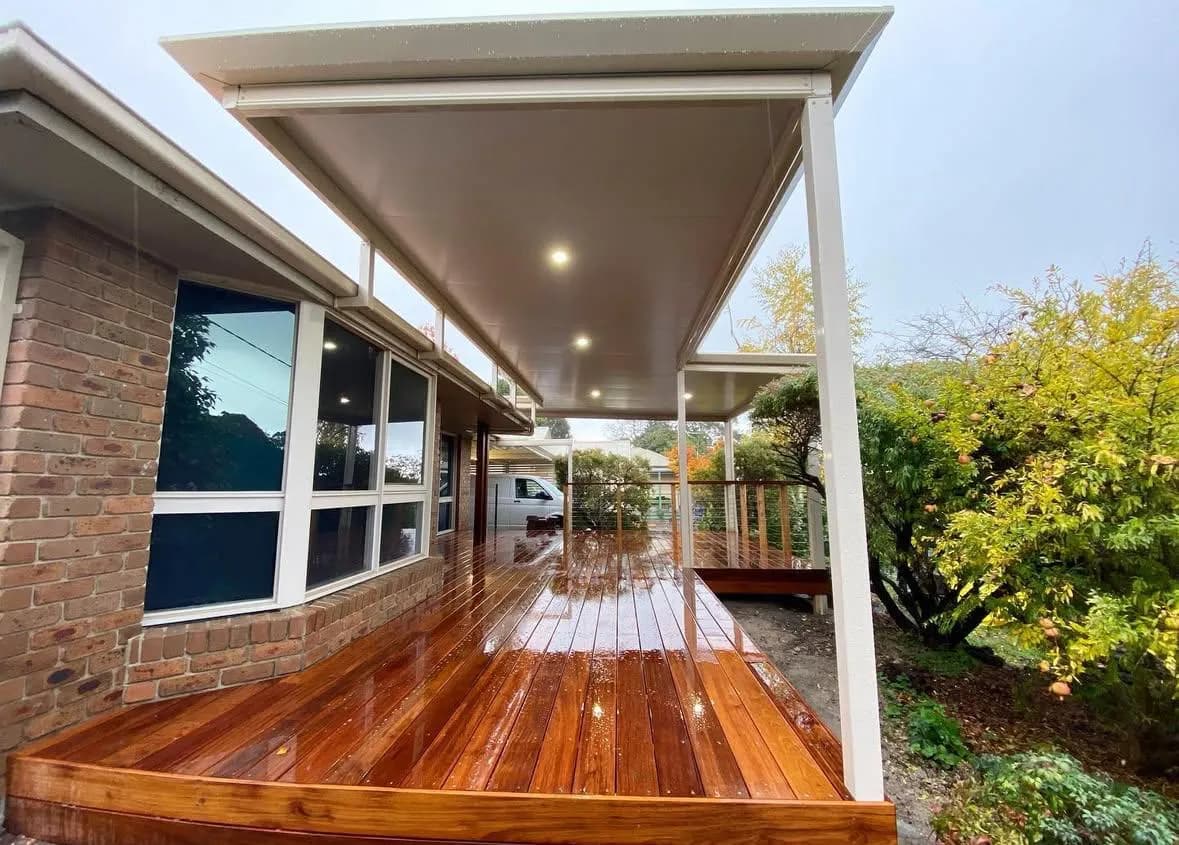 Covered timber deck verandah Camberwell residence