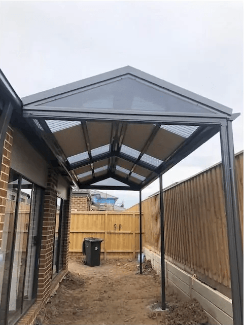 Gable patio with polycarbonate roof