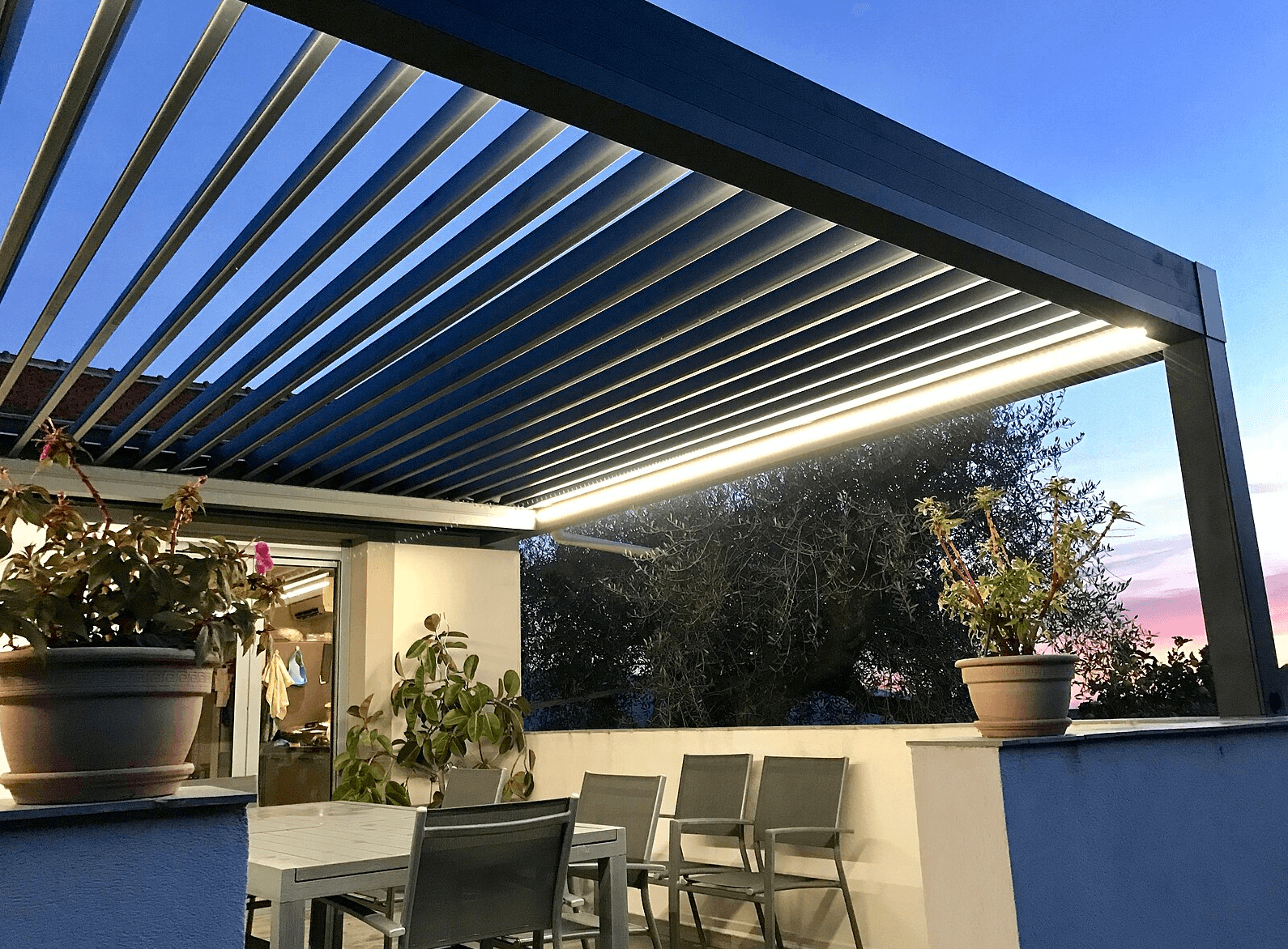 Louvred pergola with LED lighting Melbourne