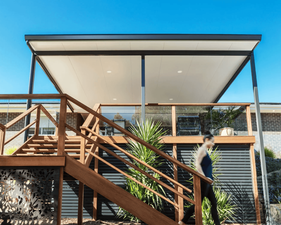 Stratco patio with raised deck Glen Waverley